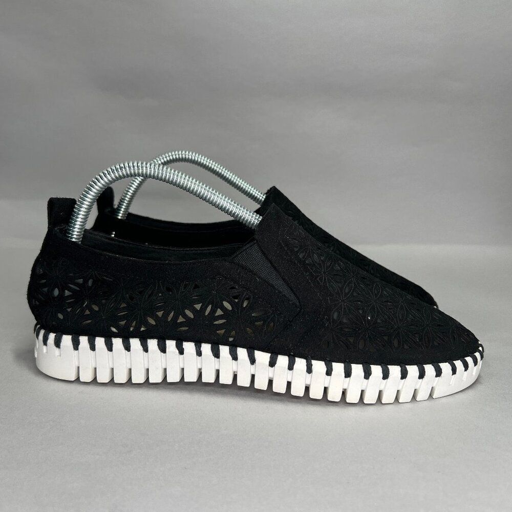 Ilse Jacobsen Women's Size 7.5 Black Perforated Suede Sneakers